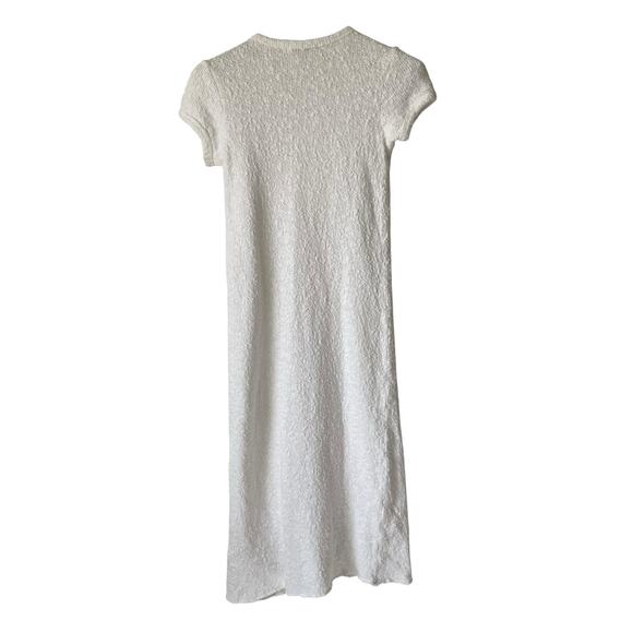 James Perse Standard White Cotton Dress Round Neck Short Sleeve Mid Thigh Size 0 - Picture 3 of 4